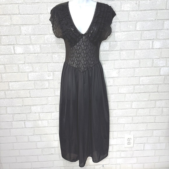 Vintage Goth Lace Slip Dress S Witch Medieval Vamp Dark Romantic Lingerie USA - Picture 1 of 13